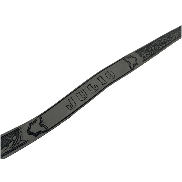 VTG 70s Tooled Leather Belt Western Horse Mountains Sunrise Cowboy Name Julio - Picture 6 of 12